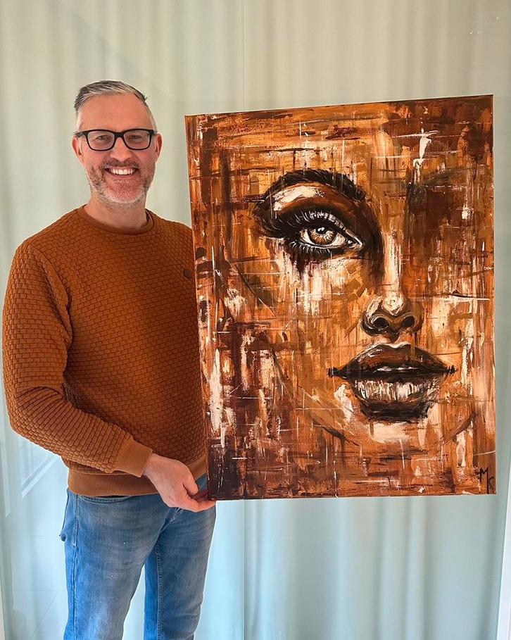 Vrij groot mysterieus abstract schilderij Mk Art, Antiek en Kunst, Kunst | Schilderijen | Abstract, Ophalen