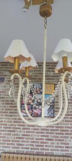 RETRO METALEN KROONLUCHTER GEBROKEN WIT EN GOUD, Huis en Inrichting, Lampen | Kroonluchters, Ophalen of Verzenden, Zo goed als nieuw