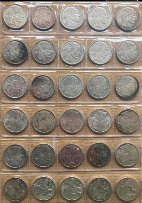 Zilver 30 x 50fr Mercurius diverse jaren Vl en Fr, Postzegels en Munten, Munten | België, Zilver, Ophalen of Verzenden