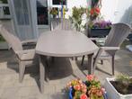 Table de jardin et 3 chaises, Tuin en Terras, Tuintafels, Ophalen, Zo goed als nieuw, Rechthoekig, Plastic
