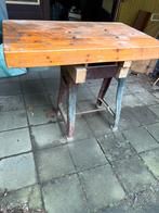 Antiek Rose Bros gietijzeren werkbank-onderstel, houten blad, Doe-het-zelf en Bouw, Werkbanken, Ophalen, Zo goed als nieuw
