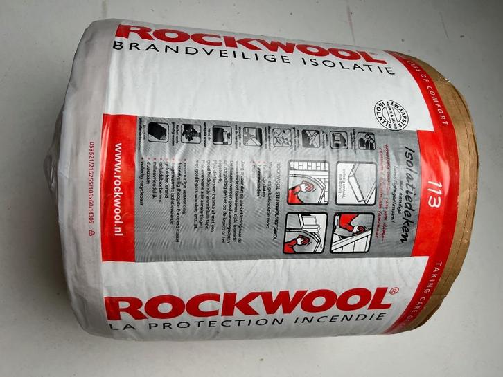ROCKWOOL isolatie spijkerflensdeken op rol, Doe-het-zelf en Bouw, Isolatie en Afdichting, Nieuw, Dakisolatie, Steenwol, 8 tot 12 cm