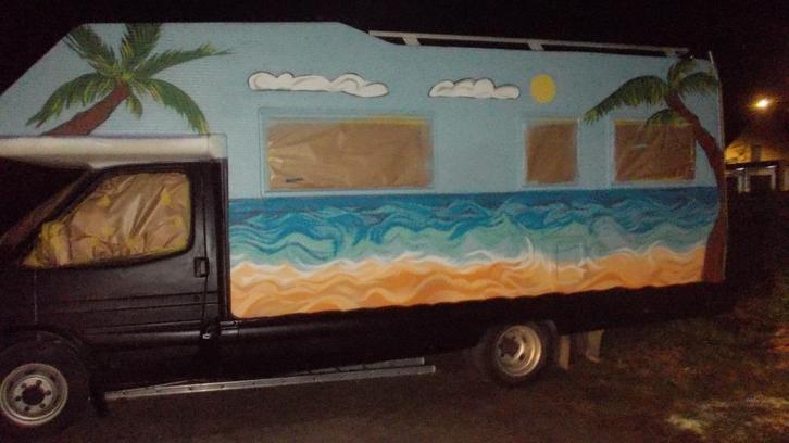 Heb je een saaie camper,graffiti stijl, Caravans en Kamperen, Mobilhomes, Particulier, meer dan 6, Volkswagen, Overige merken