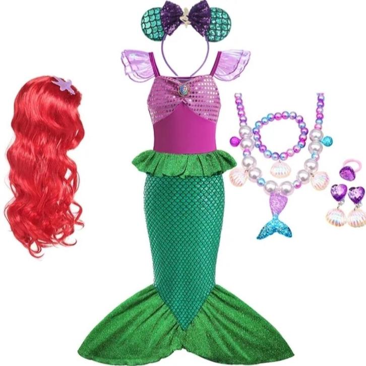 De kleine zeemeermin pak + pruik + juwelen - Verschillende m, Kinderen en Baby's, Carnavalskleding en Verkleedspullen, Nieuw, Jongen of Meisje