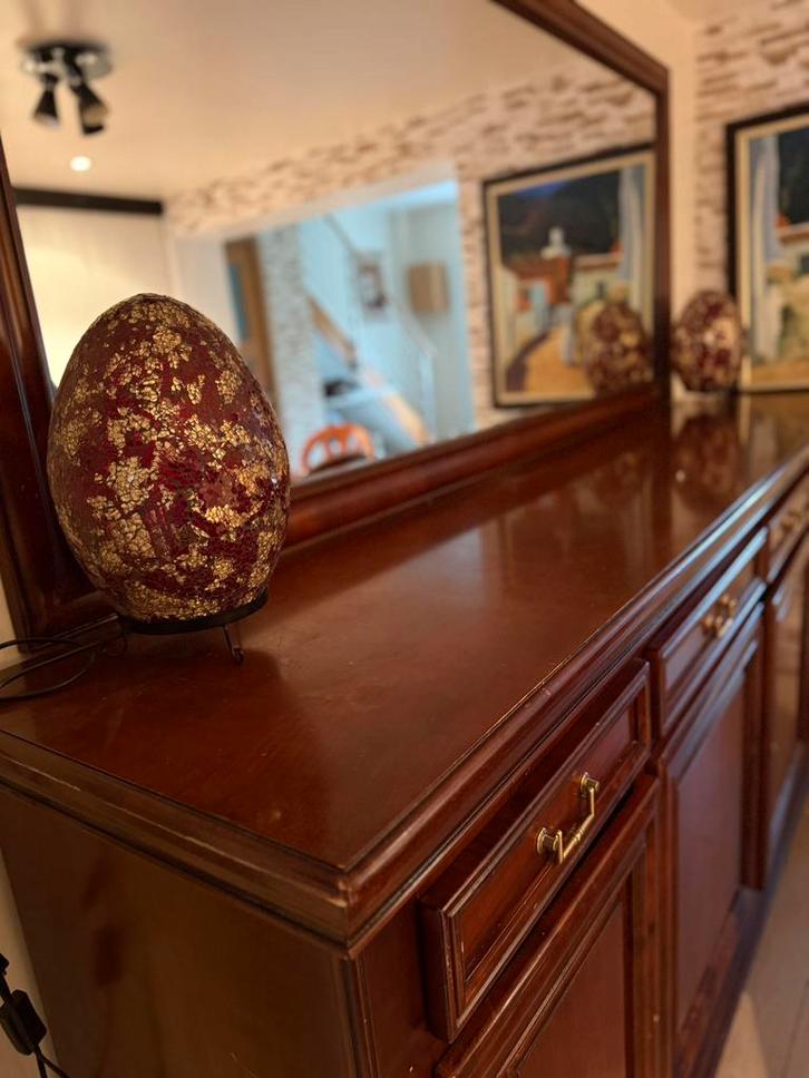 Buffet en bois massif + grand miroir – très solide, Maison & Meubles, Armoires | Dressoirs, Utilisé, 150 à 200 cm, 25 à 50 cm