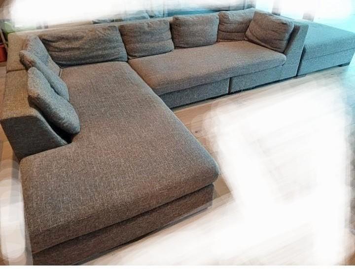 Hoekzetel met grote poef (opbergruimte), Huis en Inrichting, Zetels | Complete zithoeken, Zo goed als nieuw, Ophalen