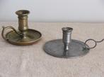 Antieke messing/tinnen kaarshouders, Antiek en Kunst, Ophalen, Overige materialen
