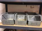 Ijzeren magazijnbakken, Huis en Inrichting, Woonaccessoires | Kisten, Ophalen, Minder dan 50 cm, Gebruikt, Minder dan 50 cm