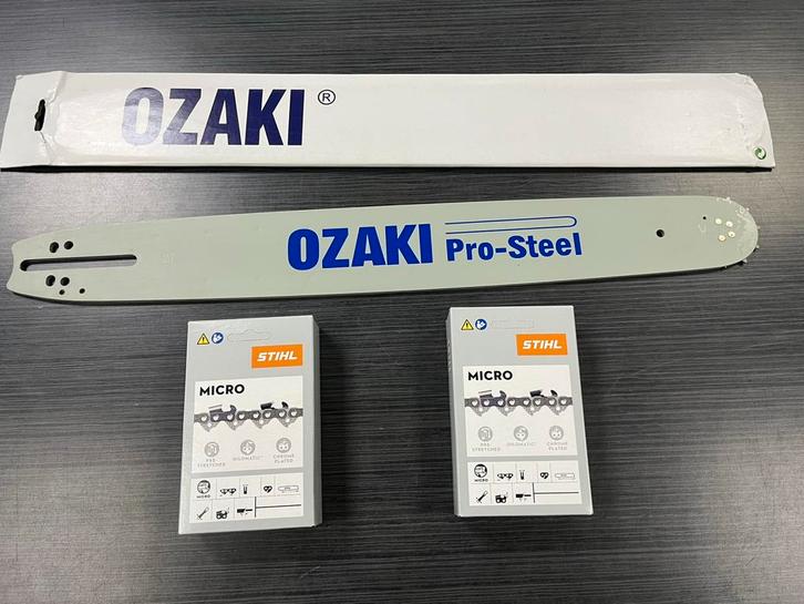 Ozaki zaagblad 50cm + 2 Stihl kettingen, Doe-het-zelf en Bouw, Gereedschap | Machine-onderdelen en Toebehoren, Nieuw, Ophalen of Verzenden