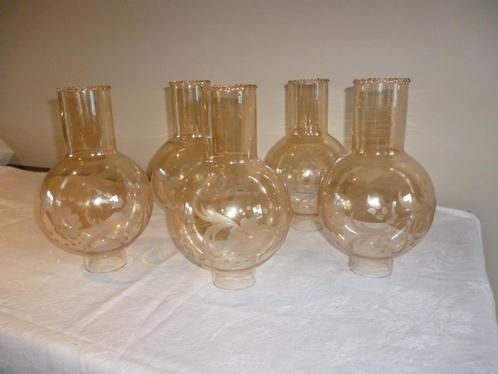 5 glazen lampekappen lampenkappen bobeches crème-kleur, Huis en Inrichting, Lampen | Lampenkappen, Crème, Ophalen of Verzenden