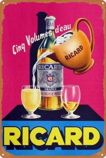 Reclamebord vintage Ricard pastis 6 - mancave poolhouse new beschikbaar voor biedingen