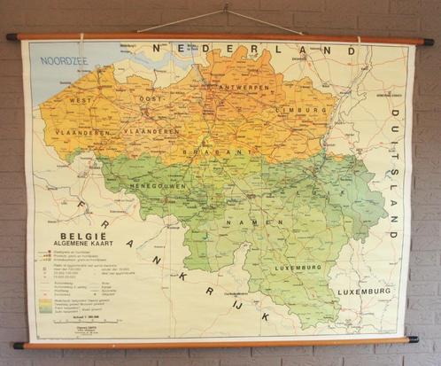 Algemene Kaart Van België / 1984 / Uitgeverij Carto Brussel, Antiek en Kunst, Antiek | Schoolplaten, Aardrijkskunde, Ophalen