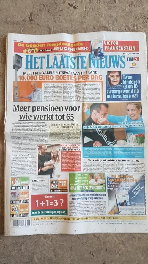 Het Laatste nieuws 19 mei 2004 Justine Henin fit voor Garros, Verzamelen, Tijdschriften, Kranten en Knipsels, Krant, Verzenden
