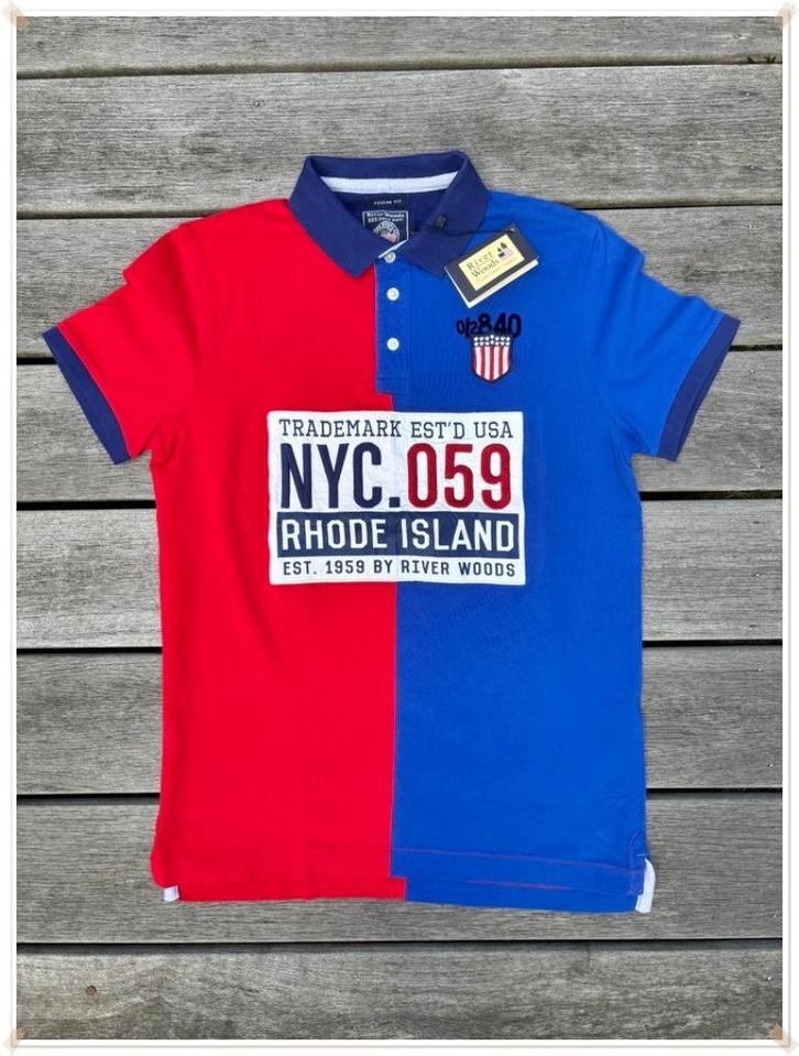 RIVER WOODS - POLO COURTES MANCHES CUSTOM FIT NEUF – T.: S, Kleding | Heren, Polo's, Nieuw, Maat 46 (S) of kleiner, Ophalen of Verzenden