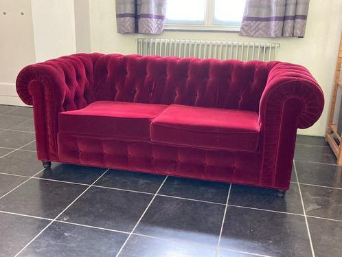 2-zit en 1-zit chesterfield, Huis en Inrichting, Zetels | Zetels, Gebruikt, Hout, Stof, Ophalen