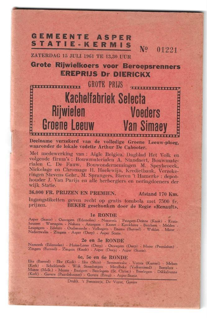 Programma boekje Asper statie 1961, Verzamelen, Retro, Overige typen, Ophalen of Verzenden