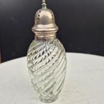Glazen zoutvaatje met verzilverde dop. Oud., Antiek en Kunst, Antiek | Glaswerk en Kristal, Ophalen of Verzenden
