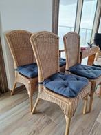 4 rieten eetstoelen, Huis en Inrichting, Stoelen, Ophalen, Gebruikt, Bruin, Vier