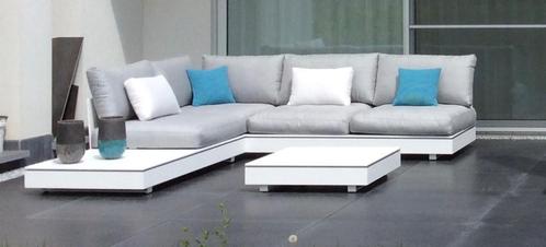 Witte tuinlounge (corian) te koop, Tuin en Terras, Tuinsets en Loungesets, Zo goed als nieuw, Loungeset, Overige materialen, 6 zitplaatsen