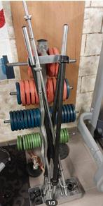 Body pump rack 9 stangen 60 gewichten., Sport en Fitness, Fitnessmaterialen, Ophalen