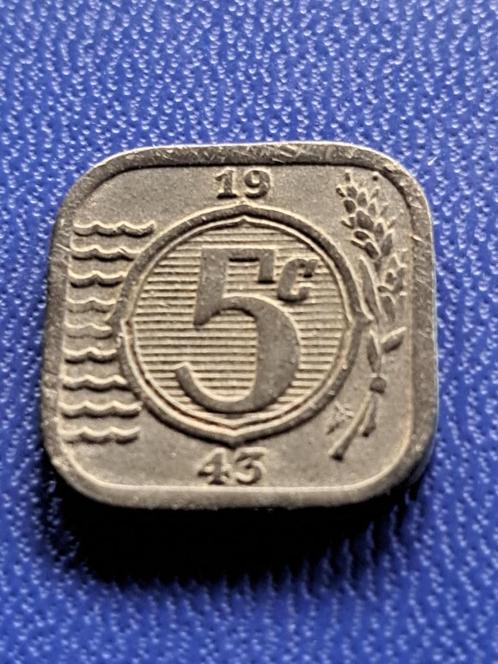 1943 Nederland stuiver in zink Wilhelmina, Postzegels en Munten, Munten | Nederland, Losse munt, 5 cent, Koningin Wilhelmina, Verzenden