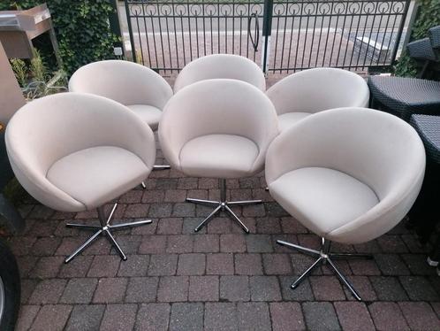 6 vintage kuipstoelen, Huis en Inrichting, Stoelen, Gebruikt, Vijf, Zes of meer stoelen, Stof, Overige kleuren, Ophalen