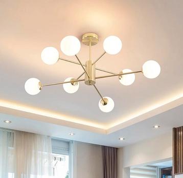 2 stuks Design zandgouden plafondlamp met melkwit glas beschikbaar voor biedingen