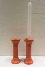 kandelaars terracotta 2 stuks, Huis en Inrichting, Woonaccessoires | Kandelaars en Kaarsen, Ophalen of Verzenden, Zo goed als nieuw