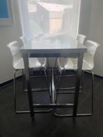 4 tabourets de bar IKEA GLENN blanc/chromé + table haute, Ophalen, Gebruikt, Kunststof