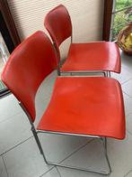 Set van 2 40/4 rode stoelen van David Rowland, Huis en Inrichting, Vintage - David Rowland, Twee, Gebruikt, Metaal