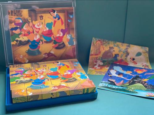Vintage Disney Blokkenpuzzel – 6 in 1 Houten Kubuspuzzel, Hobby en Vrije tijd, Gezelschapsspellen | Overige, Gebruikt, Ophalen of Verzenden