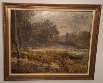 Schilderij „Pond in Boisfort” van Gomzé 99x117 cm. beschikbaar voor biedingen