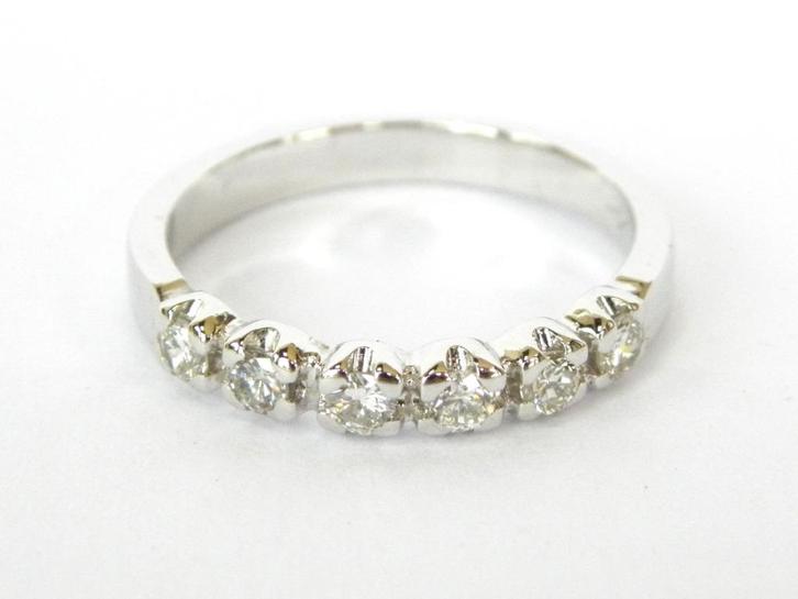 18KT gouden alliance ring met diamanten, Handtassen en Accessoires, Ringen, Zo goed als nieuw, Dame, 17 tot 18, Wit, Goud, Met edelsteen