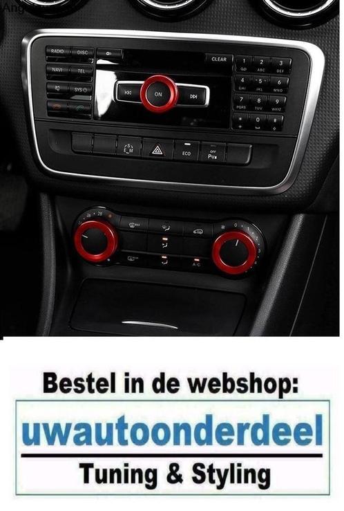Radio Airco Knoppen Rood Aluminium Voor Mercedes CLA C117, Auto diversen, Tuning en Styling, Verzenden