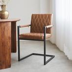 6 Industriële Eetkamerstoelen Cognac, Huis en Inrichting, Stoelen, Ophalen, Gebruikt, Bruin, Metaal