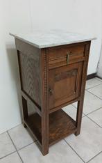 Antiek nachtkastje van hout en marmer, Ophalen, Hout