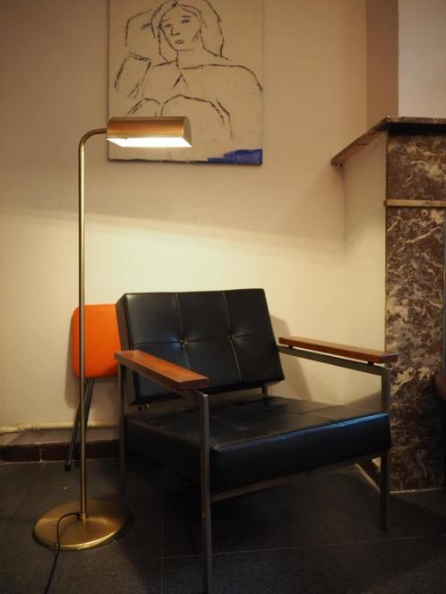 Vintage gouden vloerlamp, leeslamp, Antiek en Kunst, Antiek | Verlichting, Ophalen
