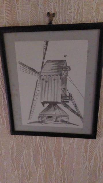 Tekening van een standerdmolen beschikbaar voor biedingen