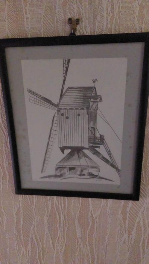 Tekening van een standerdmolen, Antiek en Kunst, Kunst | Schilderijen | Klassiek, Ophalen