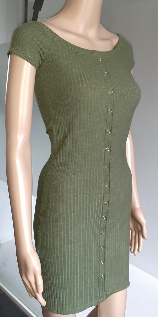 Korte jurk kaki groen Even&Odd XS 34, Kleding | Dames, Jurken, Nieuw, Maat 34 (XS) of kleiner, Groen, Boven de knie, Verzenden