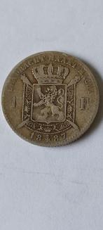 Zilver 1fr 1887 vl zonder punt, Postzegels en Munten, Munten | België, Zilver, Zilver, Losse munt, Verzenden
