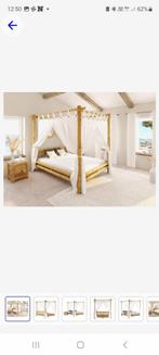 Lit à baldaquin en bambou, Maison & Meubles, Chambre à coucher | Lits, 160 cm, Comme neuf, Deux personnes, Beige