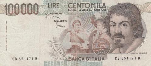Bankbiljet, Italië, 100.000 lire - 1983 Caravaggio, Postzegels en Munten, Bankbiljetten | Europa | Niet-Eurobiljetten, Los biljet