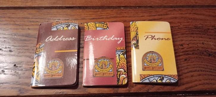 Brouwerij bier drie mini-notitieboekjes Abdij Grimbergen, Verzamelen, Biermerken, Zo goed als nieuw, Reclamebord, Plaat of Schild