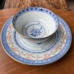 Chinees bord & rijstkom in porcelein, Antiek en Kunst, Ophalen