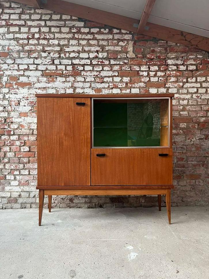 Vintage midcentury highboard/barkast, Maison & Meubles, Armoires | Dressoirs, Comme neuf, 100 à 150 cm, 25 à 50 cm, Avec porte(s)