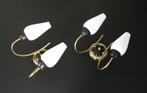 Set fifties Franse Wandlampen - Vintage messing verlichting, Enlèvement ou Envoi, Verre