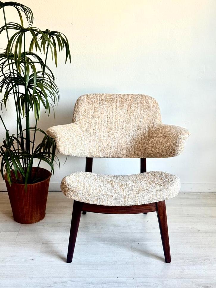 Vintage midcentury fauteuil Louis vanTeeffelen 1960, Huis en Inrichting, Zetels | Zetels, Zo goed als nieuw, Stof, Ophalen