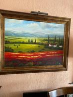 schilderij Toscaans landschap incl lamp, Antiek en Kunst, Kunst | Schilderijen | Klassiek, Ophalen