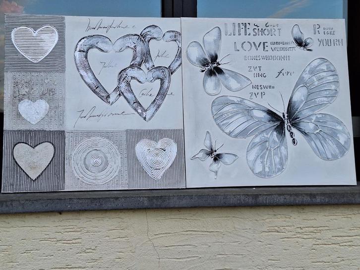 Cadres muraux assortis: peintures imprimées sur toile, Huis en Inrichting, Woonaccessoires | Lijsten, Zo goed als nieuw, Ophalen